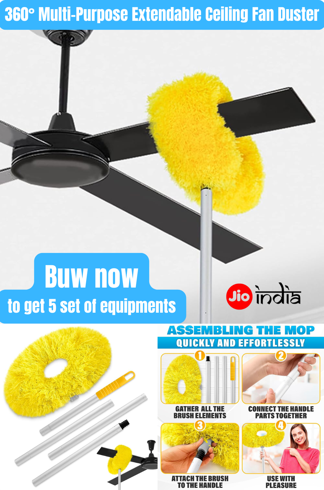 360° Multi-Purpose Extendable Ceiling Fan Duster